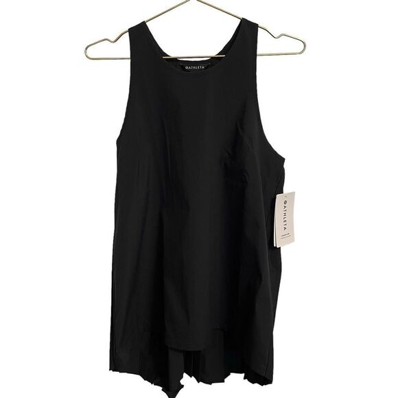 Athleta Black Sojourn Tank Top Oversized With Pleated Back Size SP NEW - Picture 2 of 8
